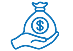 A blue icon symbolizing savings
