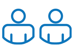 Icon of two stick figure people beside each other representing equality.